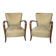 PAIR OF VINTAGE 1940S ARMCHAIRS IN WOOD AND FABRIC, ITALIAN DESIGN
