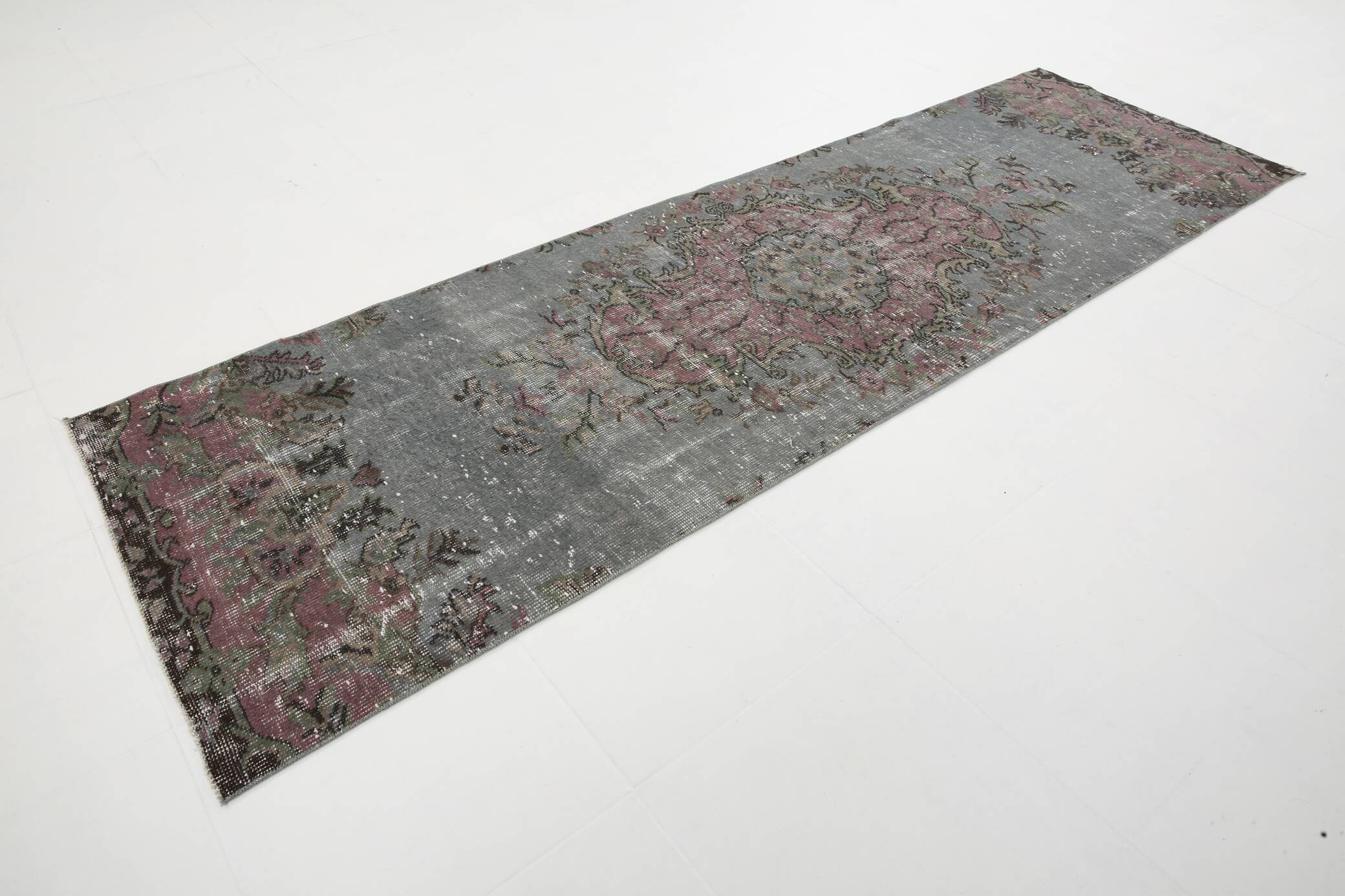 3x9 Soft Handmade Burgundy Vintage Runner Rug