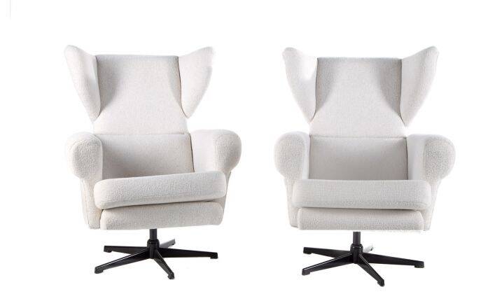 Set of 2 vintage white armchairs, Drevotar, 1970s