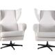 Ensemble de 2 fauteuils blancs vintage, Drevotar, 1970
