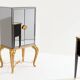 Maison Jansen bar cabinet in gilded wood and mirrors circa 1940