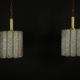 Pair of Murano glass and brass chandeliers