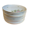 12 flat plates of Bavarian porcelain decorated with roses