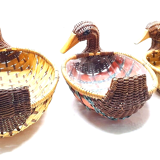 Set of 3 trundle baskets wicker duck decoration empty pocket