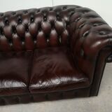 English style brown leather chesterfield sofa