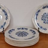 Set of 8 old dessert plates in French earthenware Moulin des Loups from the 50s