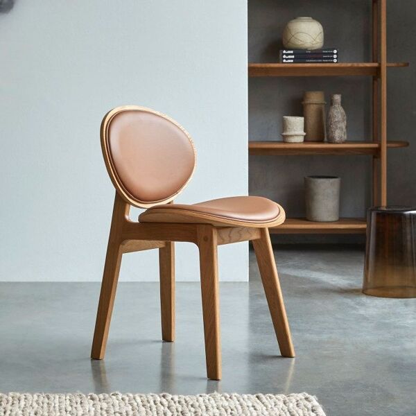 Chaise bois chêne et cuir Tikamoon
