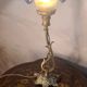 Bronze art nouveau tulip lamp signed vianne 40x16 old elec ok