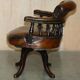 Victorian Captain Chesterfield Armchair in Restored Leather