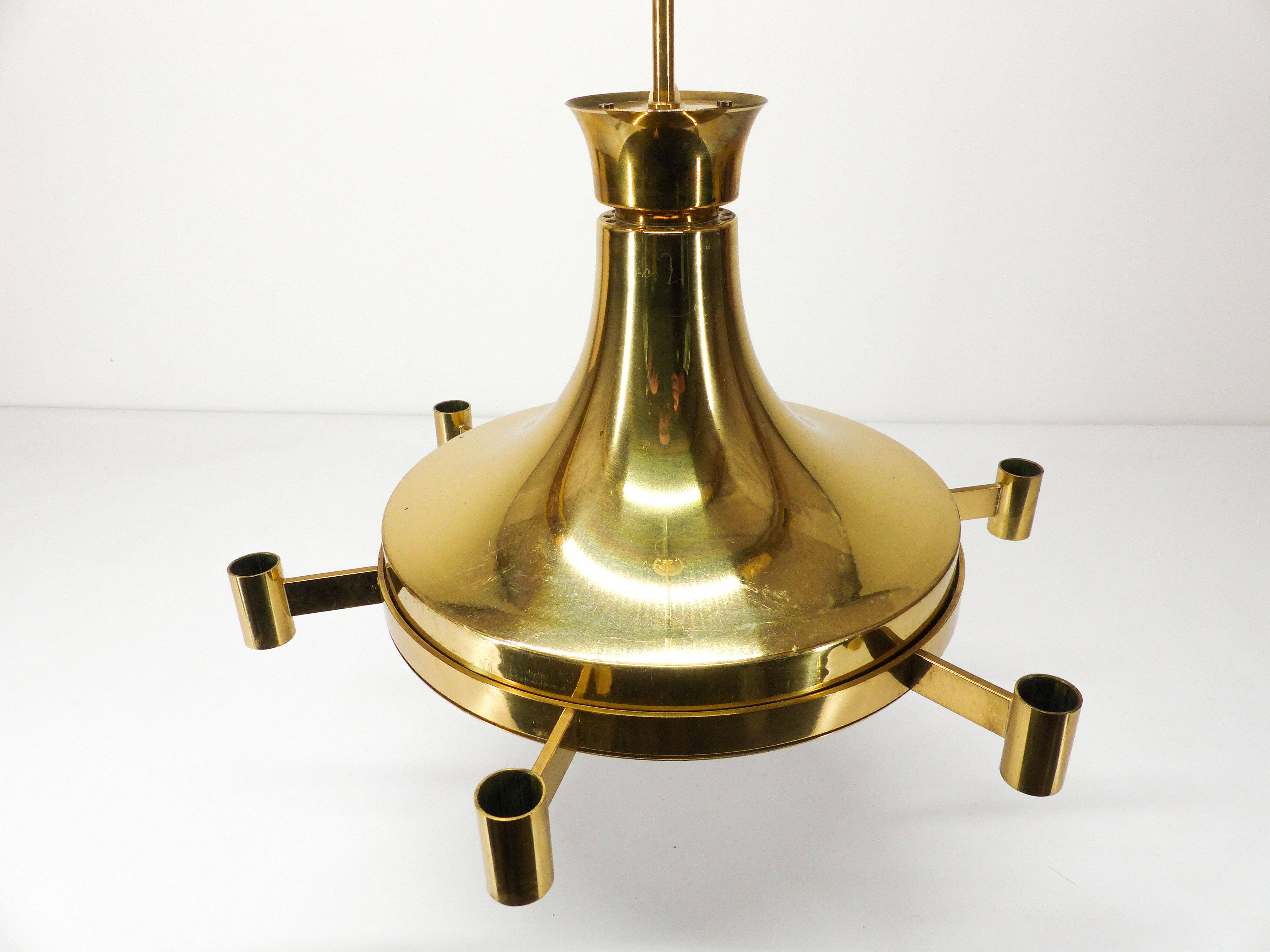 Suspension scandinave en laiton doré Carl Fagerhult Suède 1970