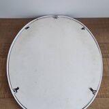 Old Oval Cast Iron Mirror - White - Vintage - 48 x 38.5 cm.