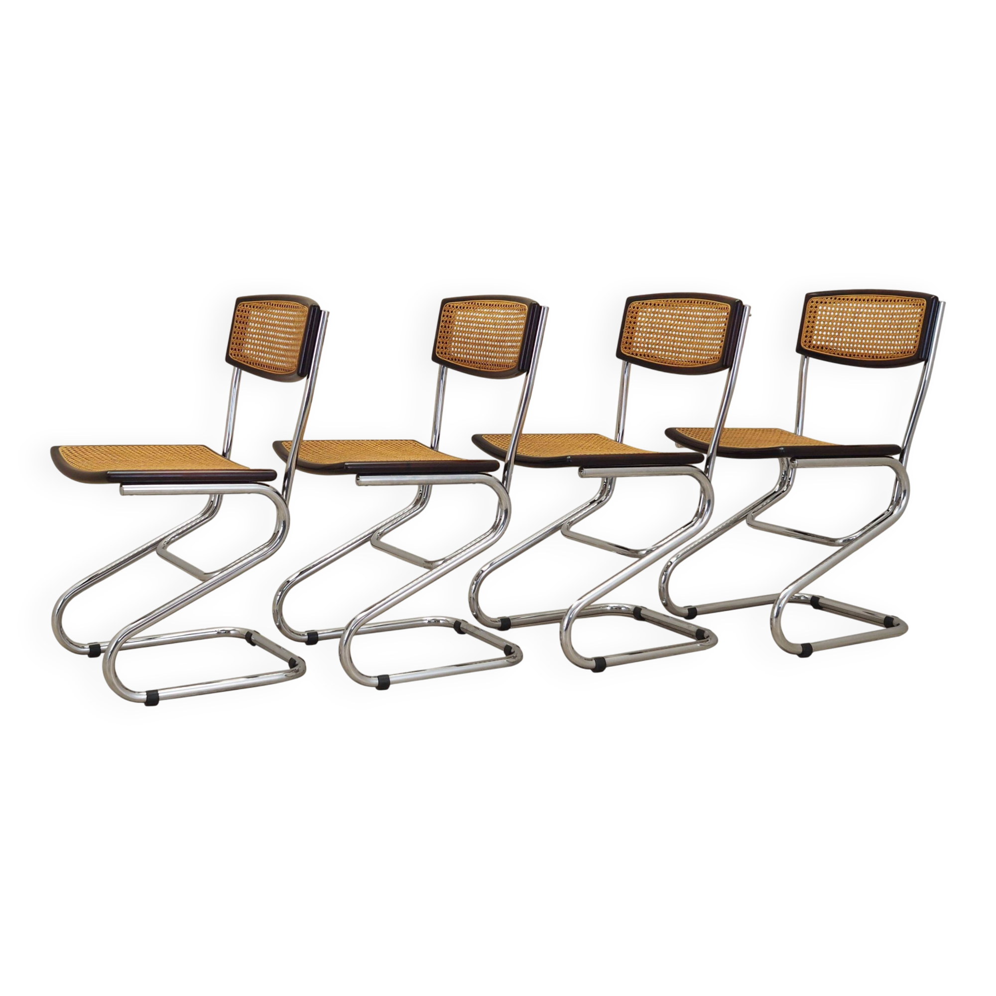 Set of four chairs, Bauhaus design, 1960s, production: Italy