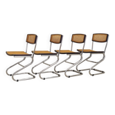 Ensemble de quatre chaises, design Bauhaus, années 1960, production : Italie