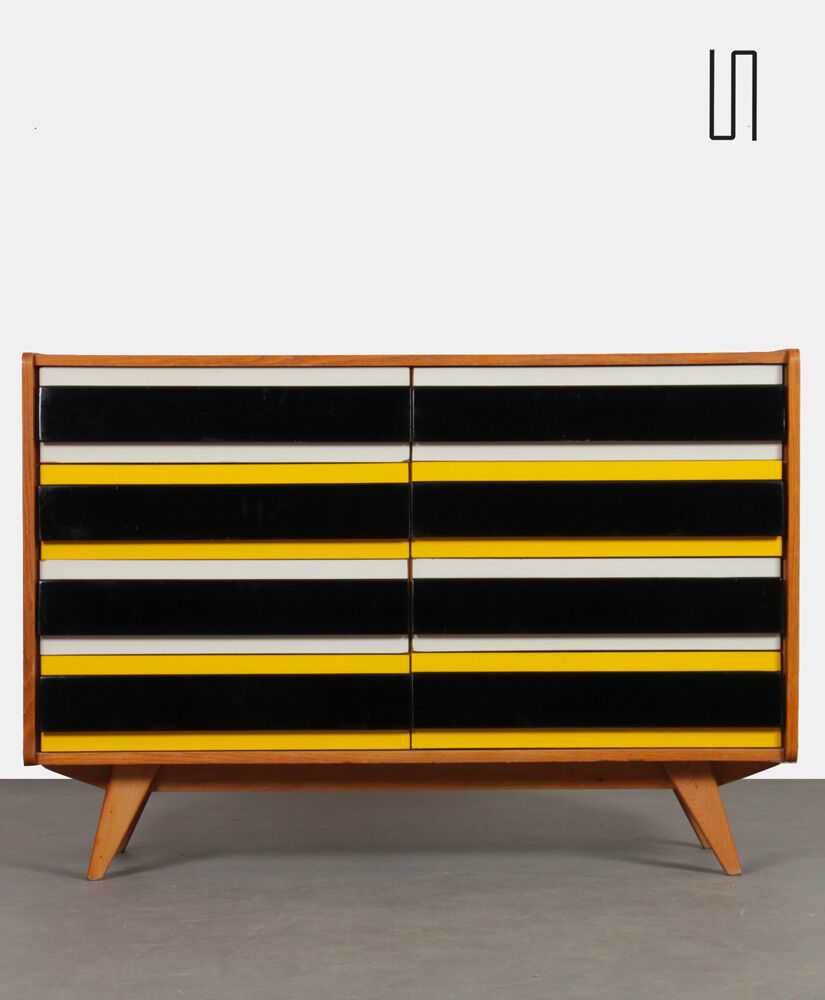 Yellow and black chest of drawers, model U-453, by Jiri Jiroutek, 1960