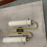 Brass Opaline Glass Sconces Set of 2 1950’s