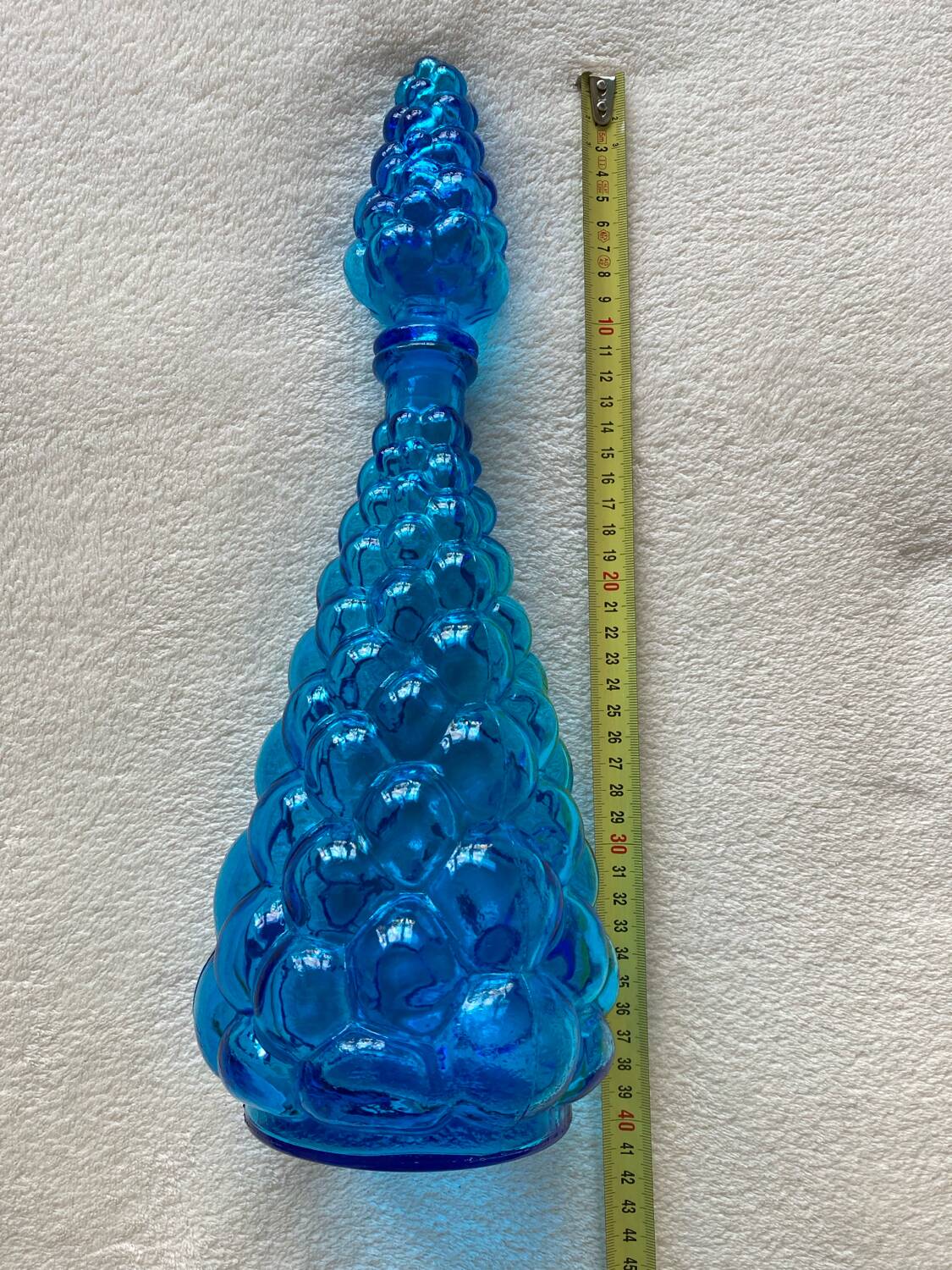 Blue glass bottle from Empoli, Italy