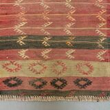 Vintage Turkish Mini Kilim 85x55 cm Wool Small Kelim Runner, shabby Chic