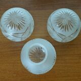 Ensemble de 3 abat-jour vintage en cristal taillé, globes soufflés à la main, années 1960