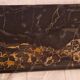 Napoleon III display cabinet in marquetry, Louis XV style, black marble, gilded bronze.