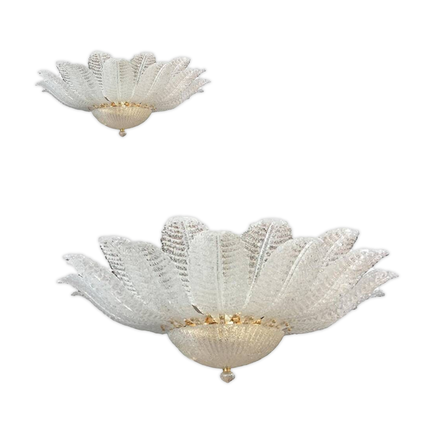 Murano glass sputnik chandelier flush mount, mazzega style, lot of 2 or a pair of chandeliers