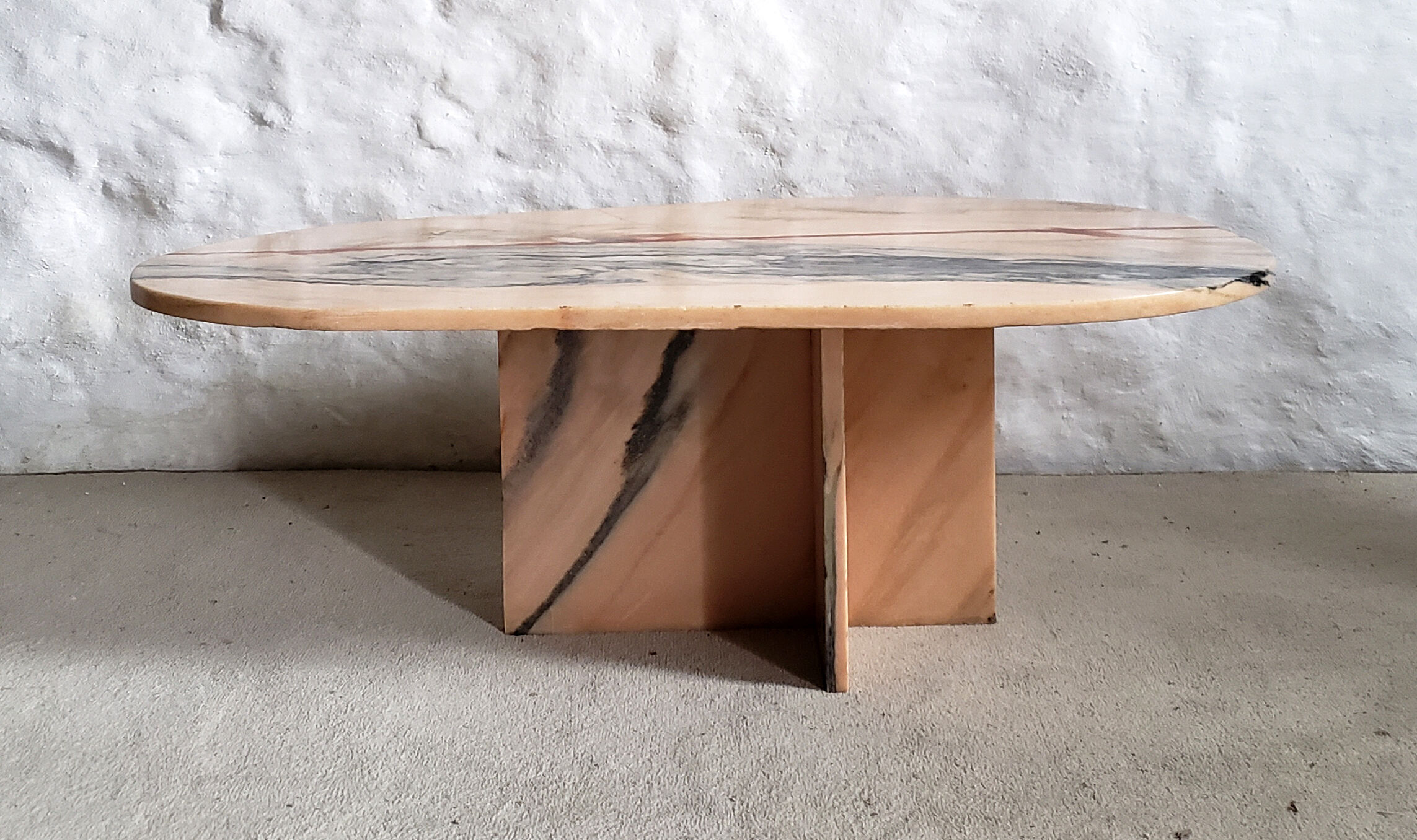 Veined pink marble coffee table