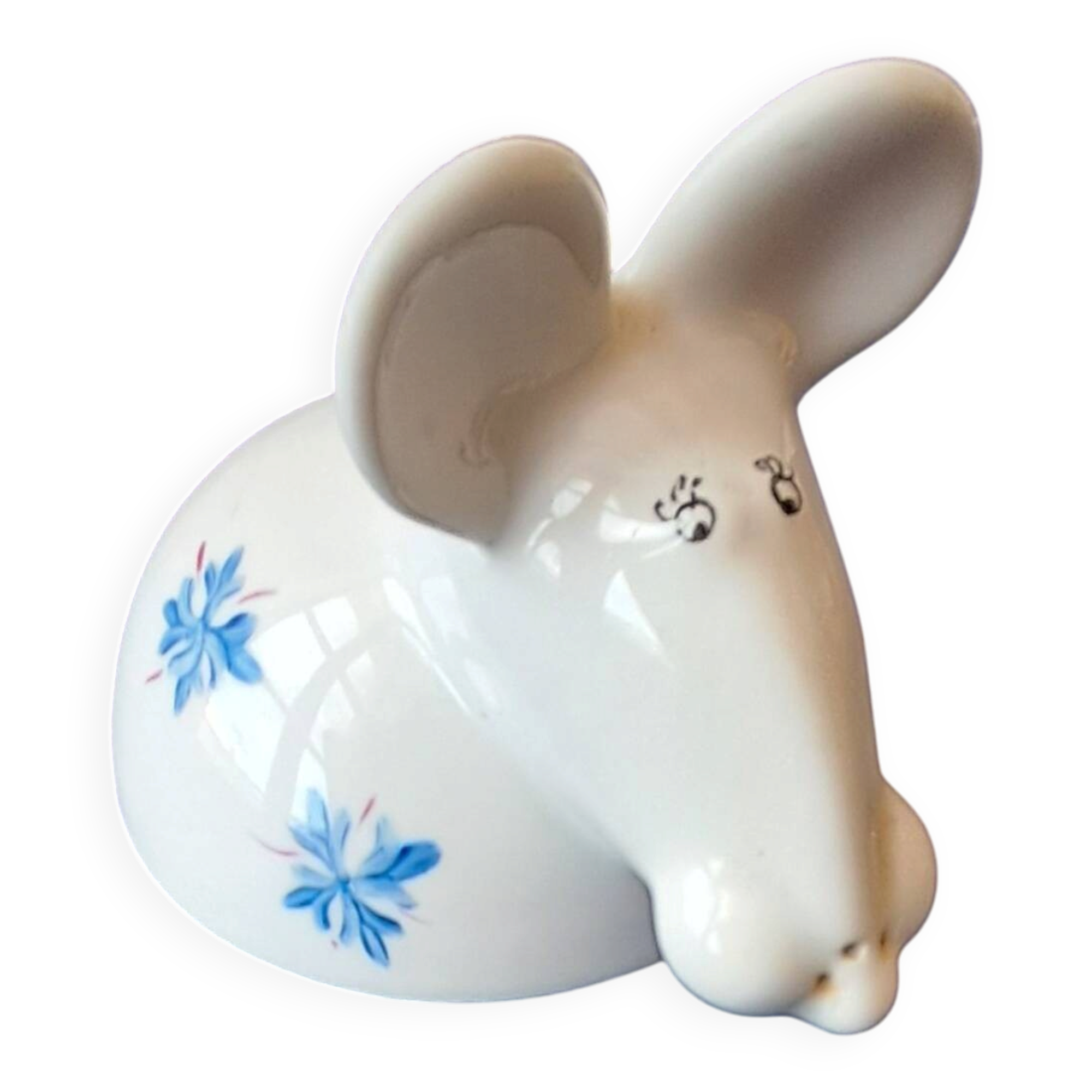 Salt cellar or porcelain salt shaker. Zoomorphic figurine of a mouse.