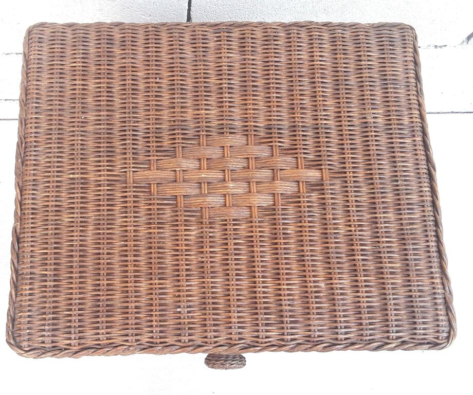 Wicker and rattan bedside table