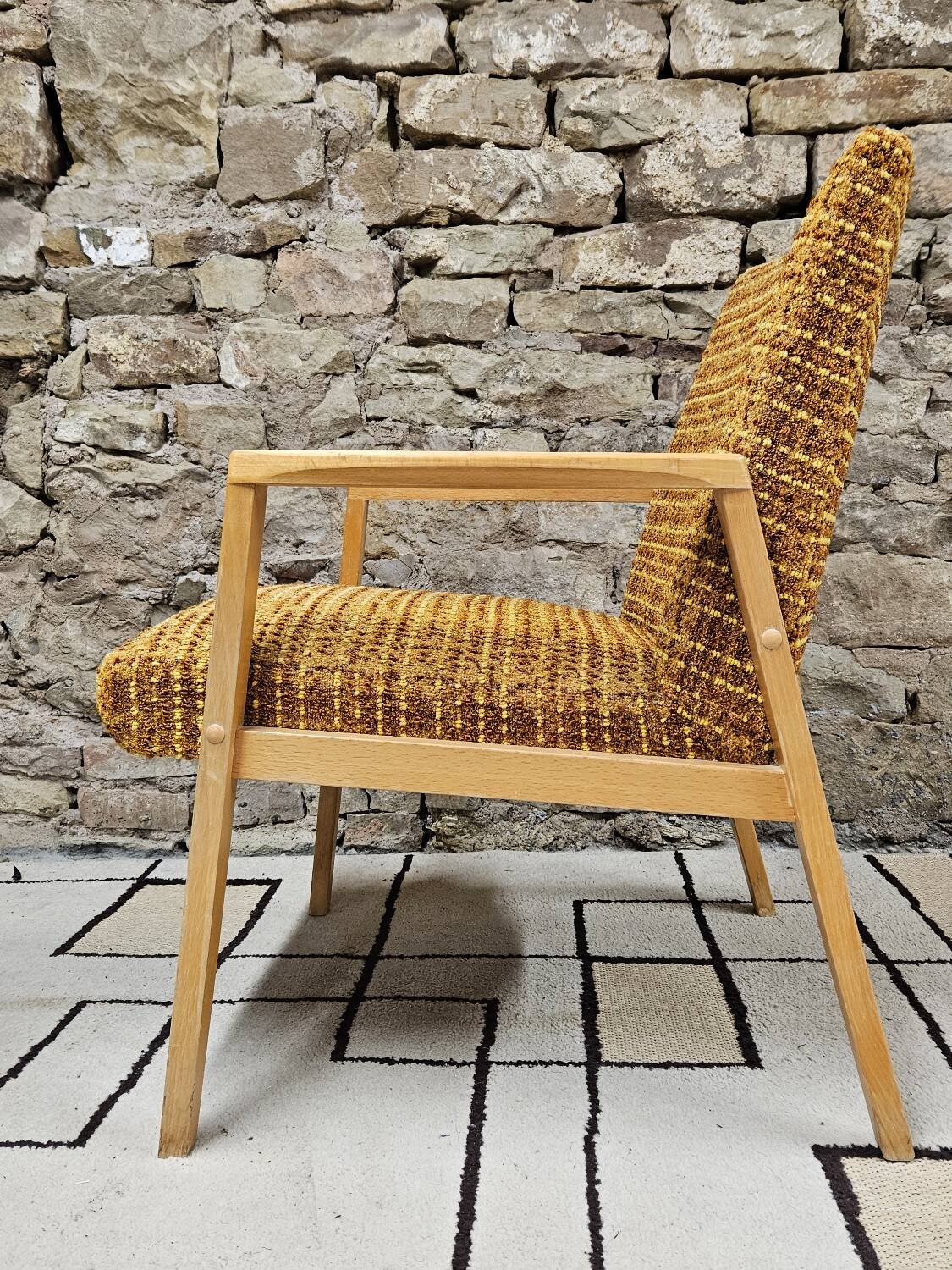 Vintage 1970 curled fireside chair