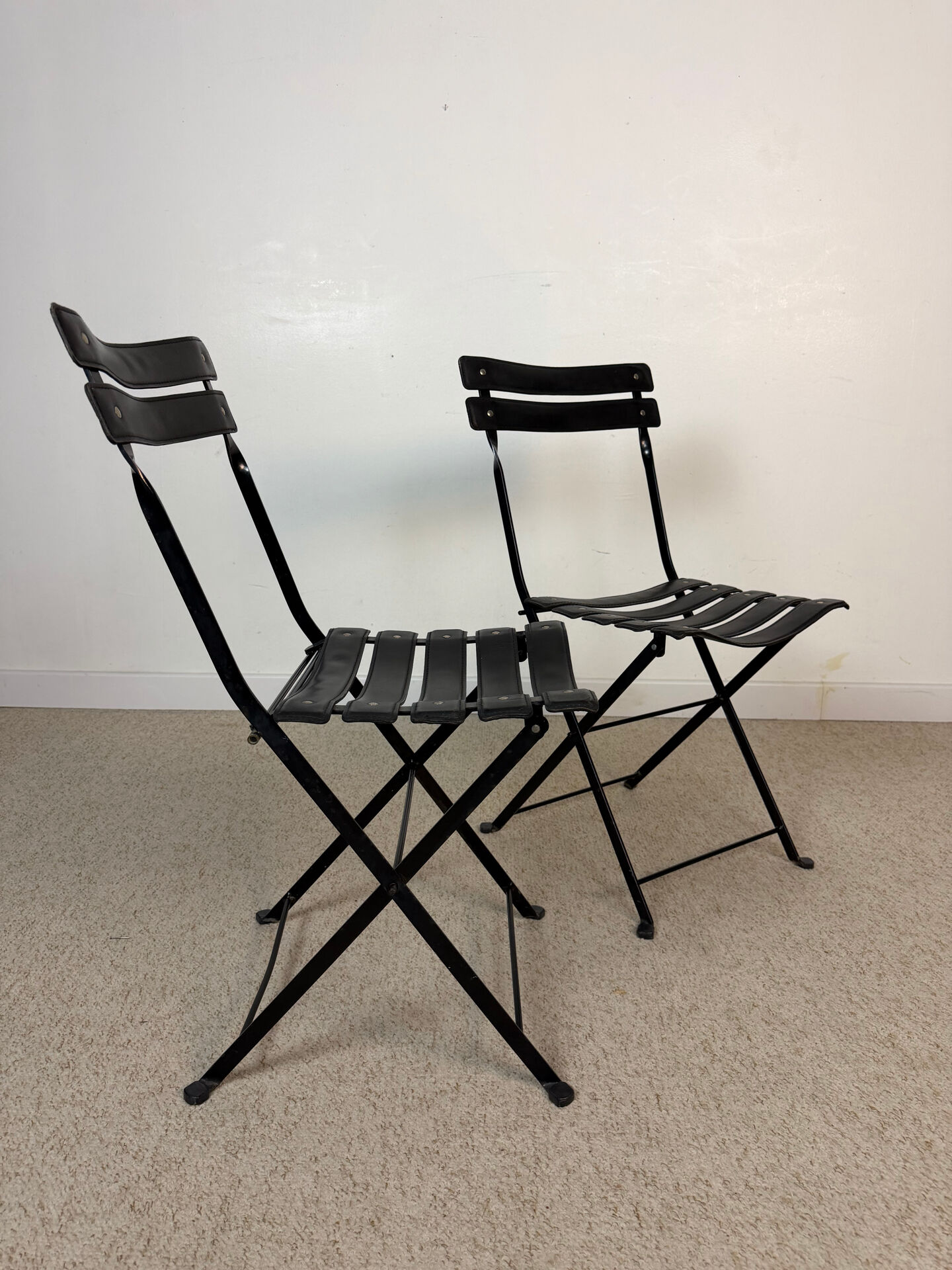 Pair of Celestina chairs by Marco Zanuso for Zanotta in black leather.