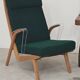 Paire de fauteuils ULUV bois et tissu vert bouclette