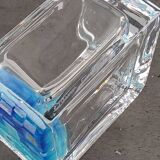 Crystal and glass paste ashtray Daum design from the 80s