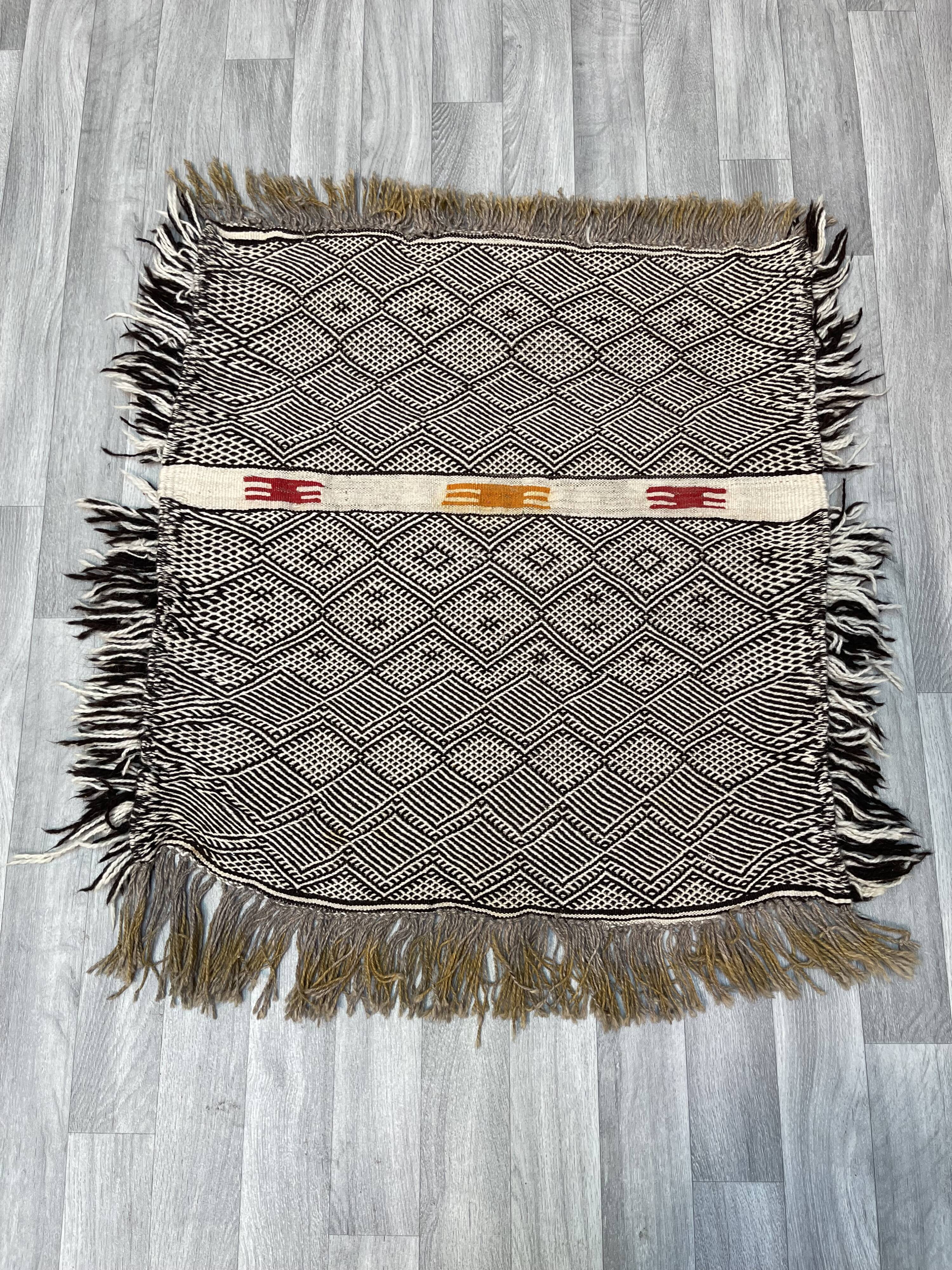 Small and famous Berber Zanafi rug, Taznakht handwoven, wool rug