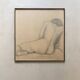 Large original drawing of a female nude, pencil on paper under glass signed XX.