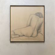 Large original drawing of a female nude, pencil on paper under glass signed XX.