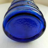 cobalt blue molded glass bottle in relief decoration bunches of grapes