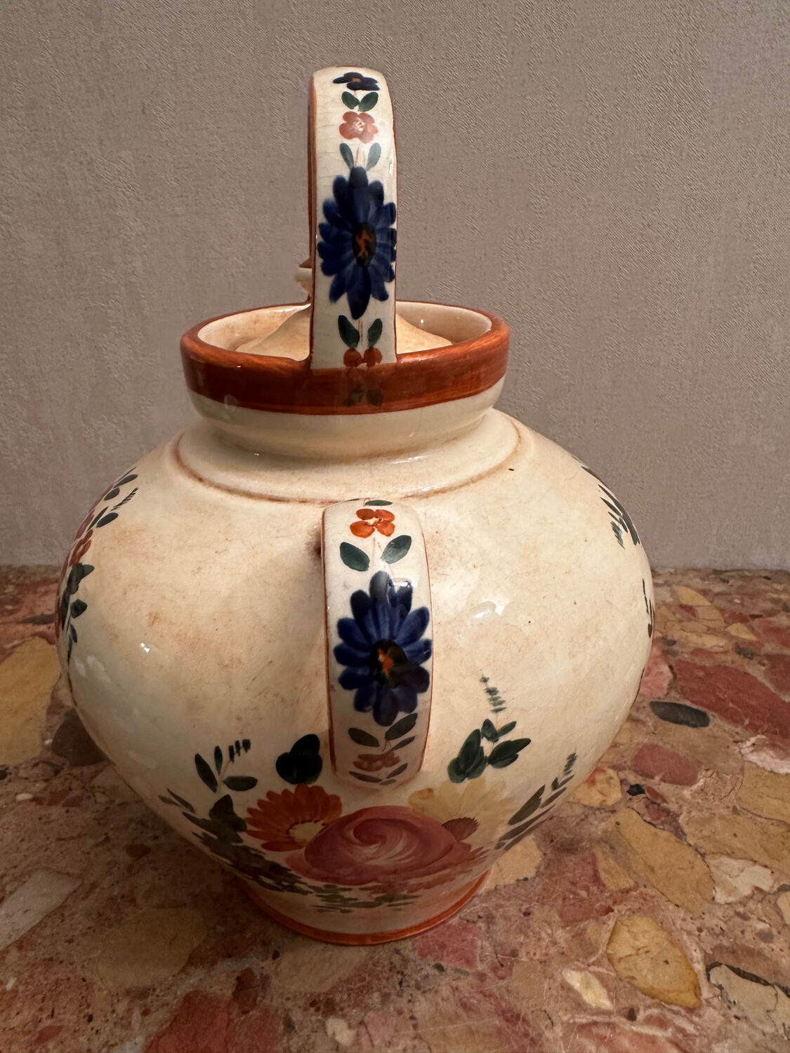 Gargoulette / Jug signed Longchamp - Hand-painted ceramic - Vintage