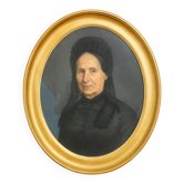 19th-century portrait depicting a woman dressed in black.