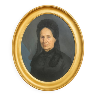 19th-century portrait depicting a woman dressed in black.