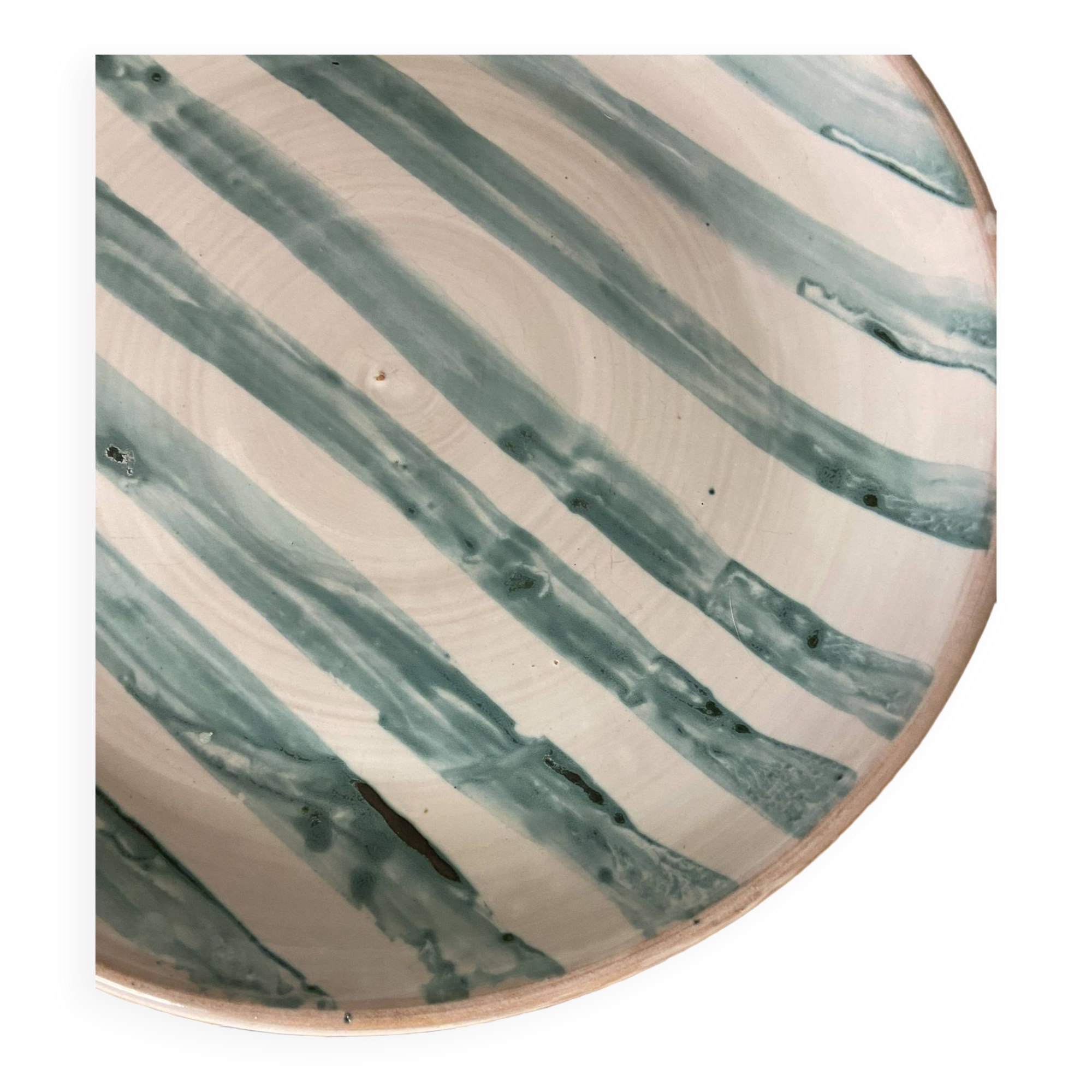 Hand painted blue striped dish