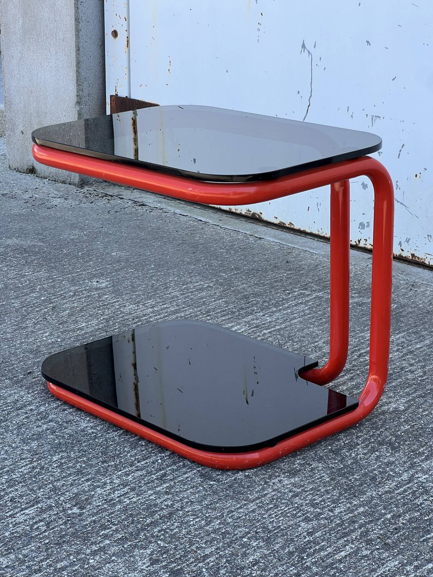 tubular and glass side table from the 1980s