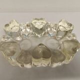 Candlestick in hard pressed glass with space for two candles