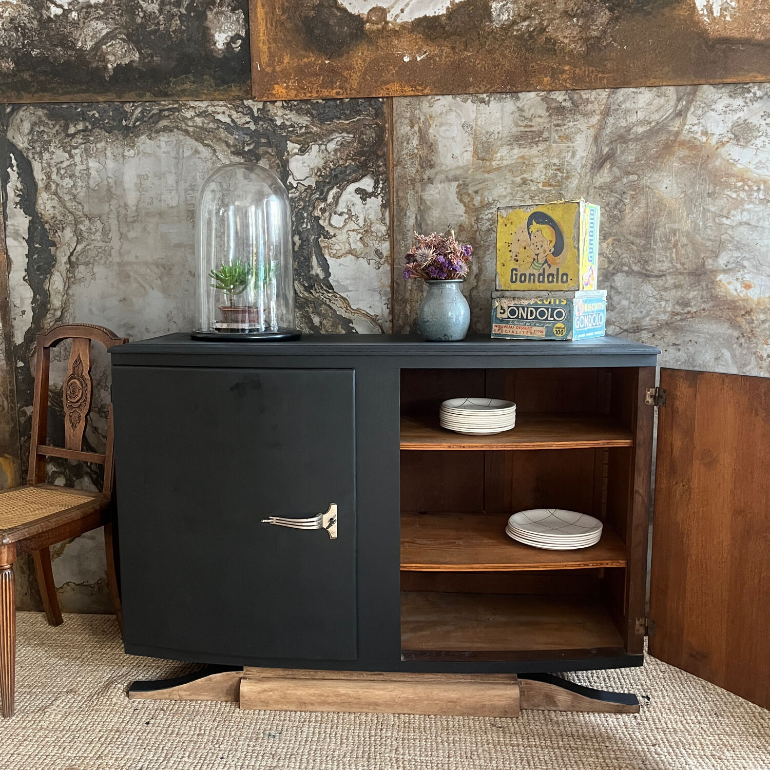 1930s sideboard with mustache feet