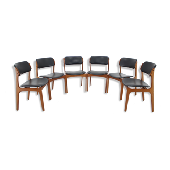 6 chaises de salle à manger en teck Erik Buch des années 1960