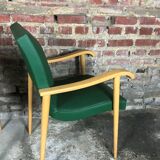 Bridge chairs  in beech and 60's green skai