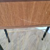 Pierre Guariche style bedside table, wood and metal, vintage, 60s
