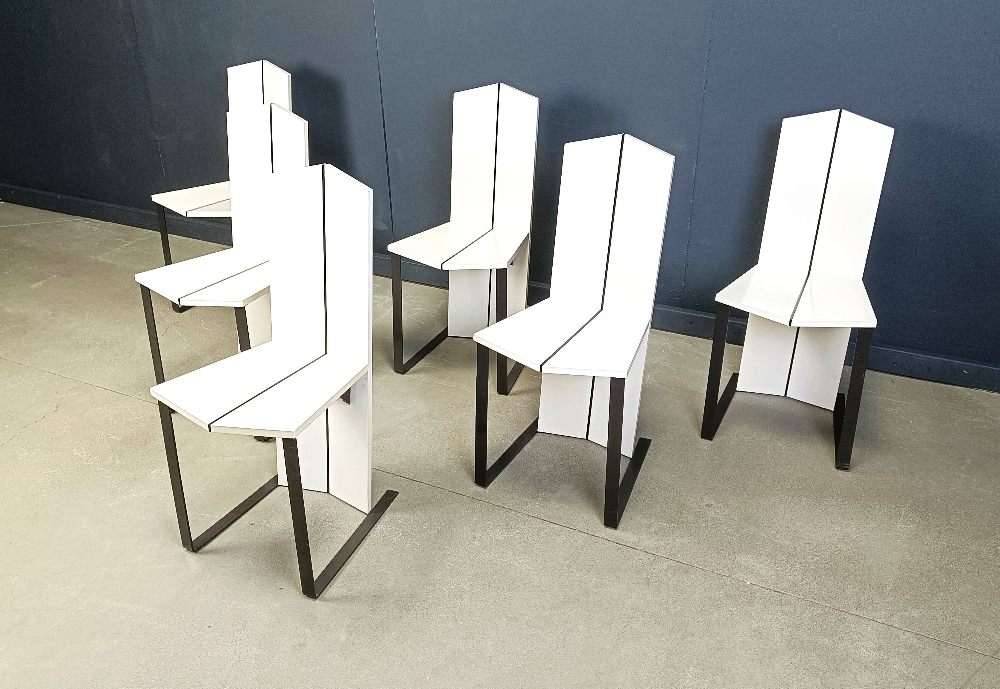 Chaises de salle à manger postmodernes, ensemble de 6 - années 1980