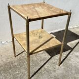 small side table with 2 brass and marble tops, vintage 1960