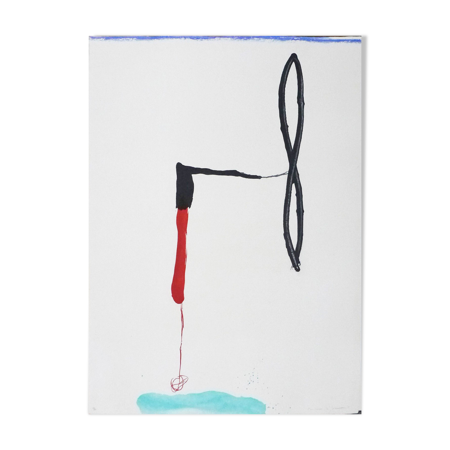 Original signed engraving Riera I Arago Jose Maria, Avión en ángulo sobre agua, 2010