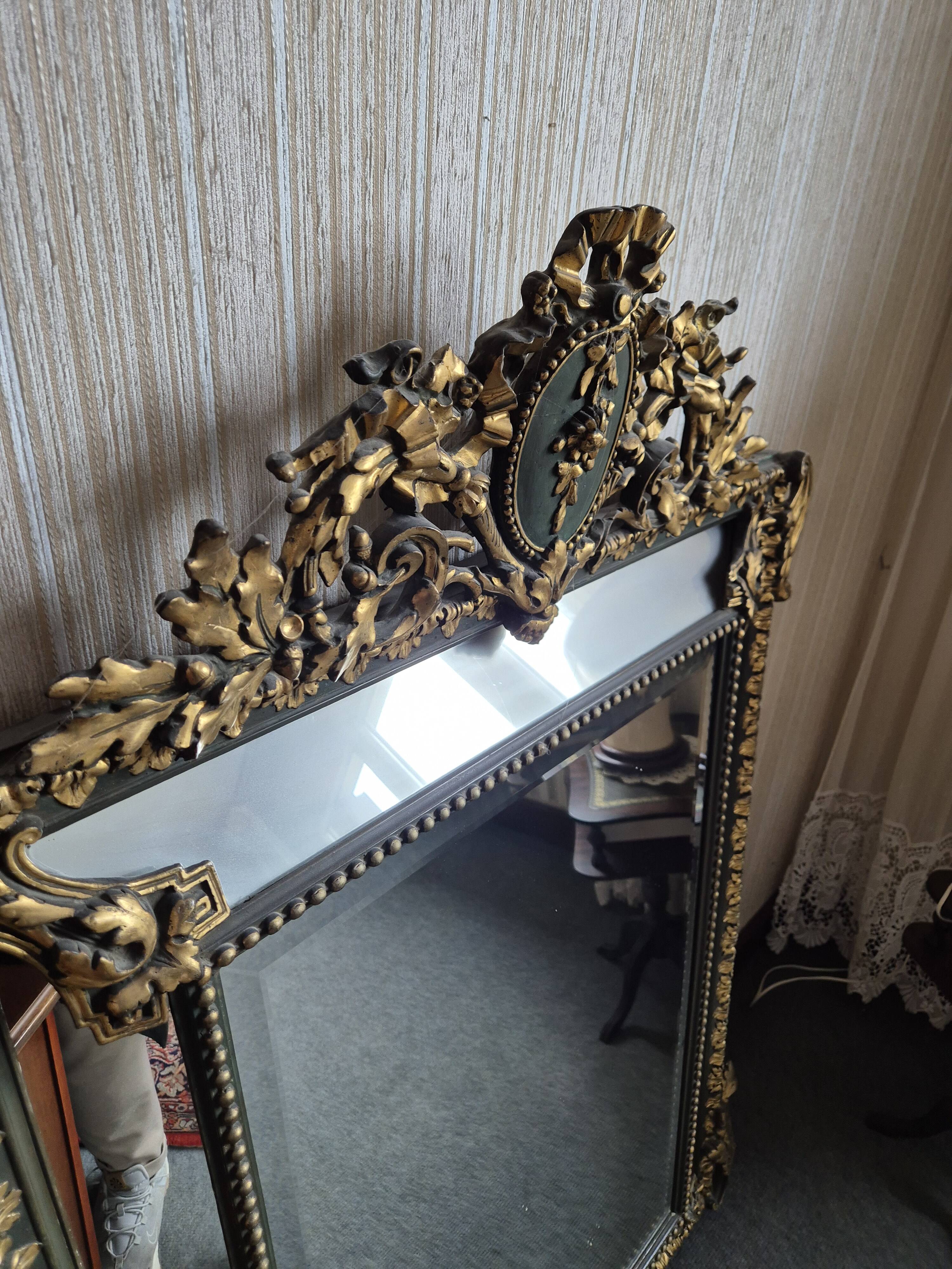 Trumeau mirror - marble, gilded, oak