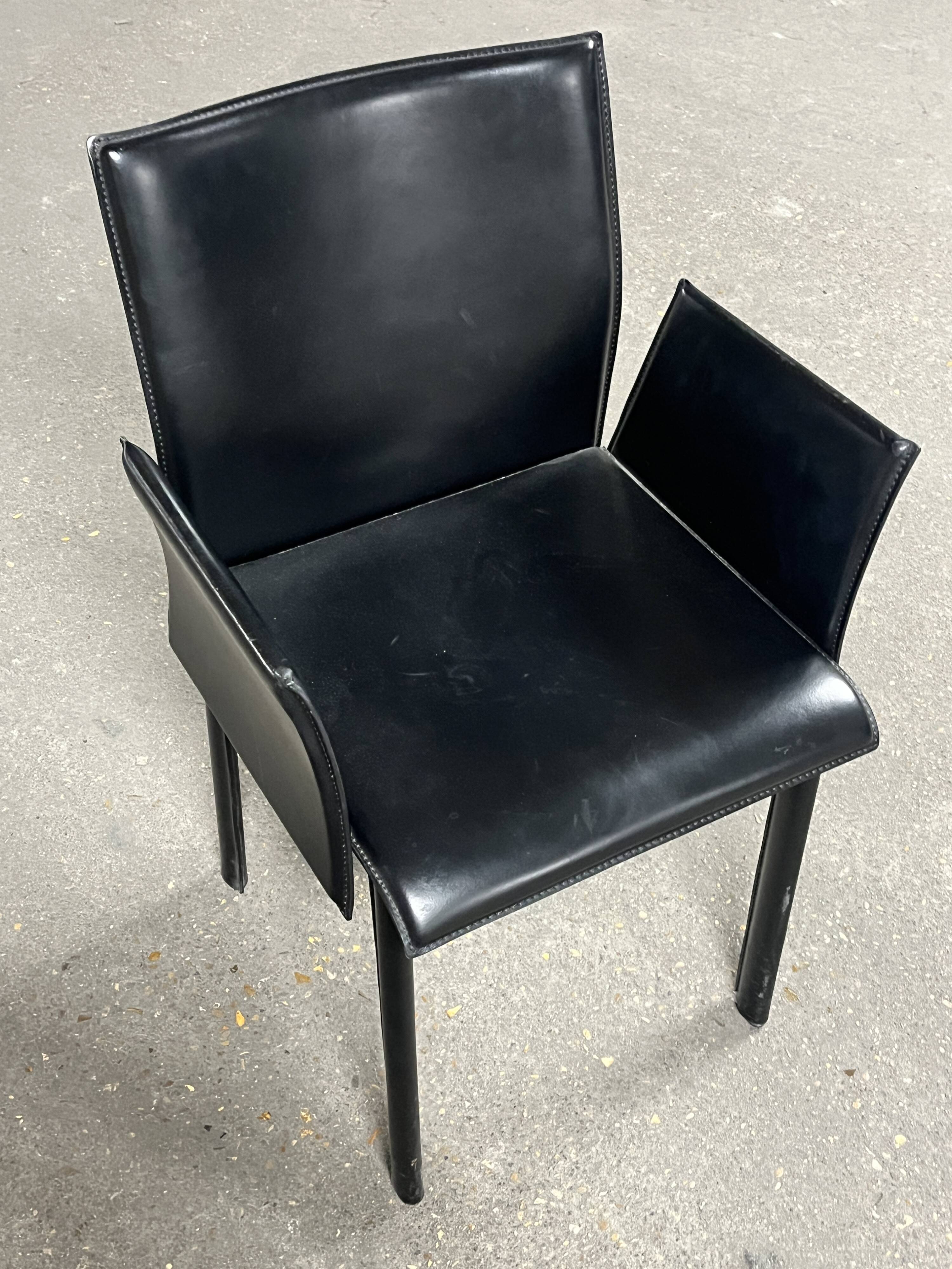 Office chair with armrests in thick black leather, Cattelan Italia